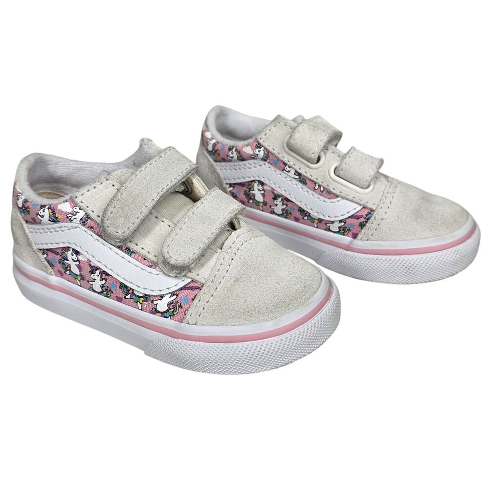 VANS GIRL'S PINK UNICORN & RAINBOW STRAP-ON SNEAKERS – TODDLER – SIZE 5.5